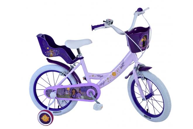 Vélo enfant Disney Wish - Filles - 16 pouces - Violet - Freins à deux mains
