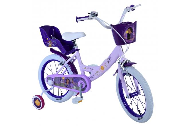 Vélo enfant Disney Wish - Filles - 16 pouces - Violet - Freins à deux mains