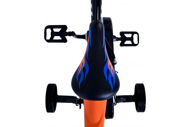 Vélo Hot Wheels pour enfants - Garçons - 12 pouces - Noir Orange Bleu - Freins à deux mains