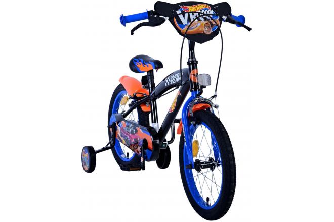 Vélo Hot Wheels pour enfants - Garçons - 16 pouces - Noir Orange Bleu - Freins à deux mains