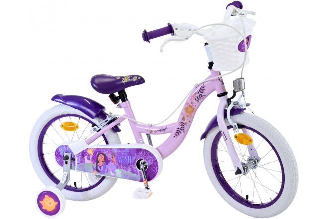 Vélo enfant Disney Wish - Filles - 16 pouces - Violet - Freins à deux mains