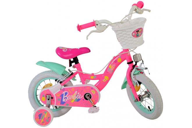 Vélo enfant Barbie - Filles - 12 pouces - Rose - Freins à deux mains