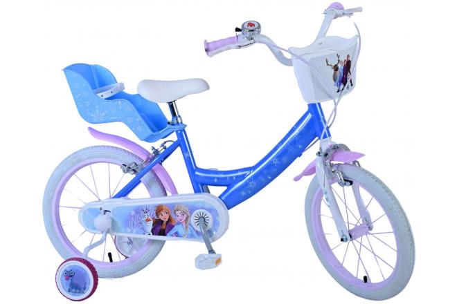 Vélo enfant Frozen - Filles - 16 pouces - Bleu - Freins à deux mains