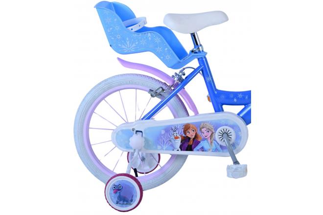Vélo enfant Frozen - Filles - 16 pouces - Bleu - Freins à deux mains