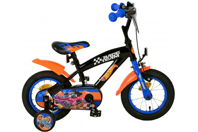 Vélo Hot Wheels pour enfants - Garçons - 12 pouces - Noir Orange Bleu