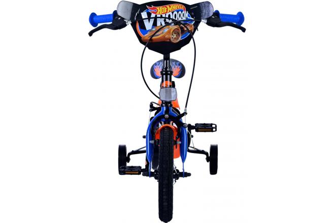 Vélo Hot Wheels pour enfants - Garçons - 12 pouces - Noir Orange Bleu - Freins à deux mains