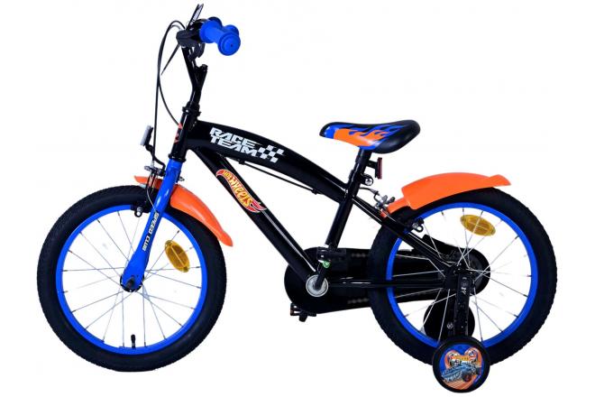 Vélo Hot Wheels pour enfants - Garçons - 16 pouces - Noir Orange Bleu - Freins à deux mains