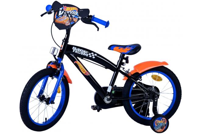 Vélo Hot Wheels pour enfants - Garçons - 16 pouces - Noir Orange Bleu - Freins à deux mains