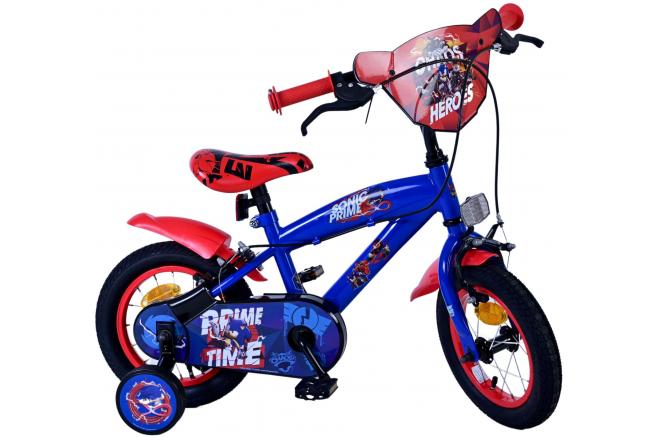 Sonic Prime Vélo enfant - Garçons - 12 pouces - Bleu Rouge - Freins à deux mains