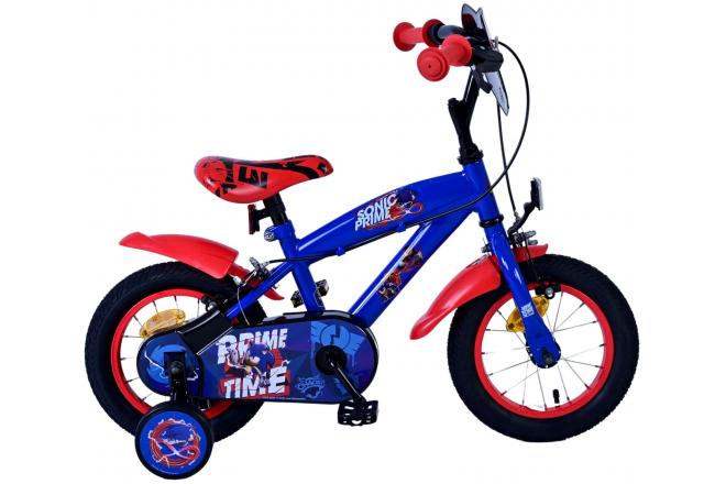 Sonic Prime Vélo enfant - Garçons - 12 pouces - Bleu Rouge - Freins à deux mains
