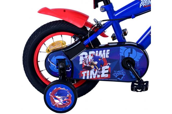 Sonic Prime Vélo enfant - Garçons - 12 pouces - Bleu Rouge - Freins à deux mains