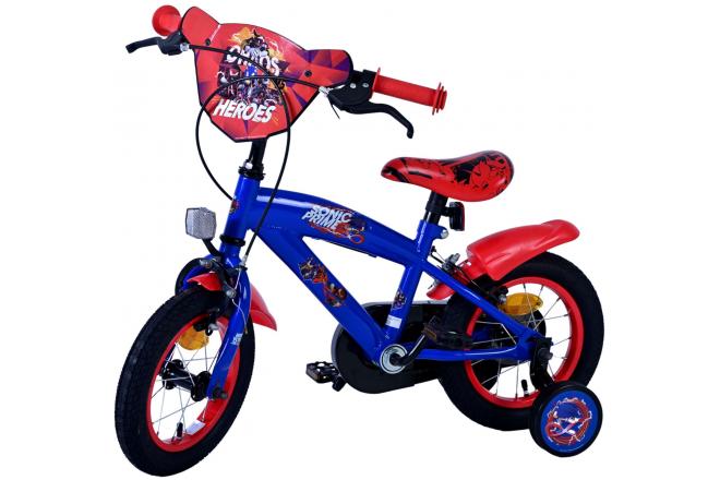 Sonic Prime Vélo enfant - Garçons - 12 pouces - Bleu Rouge - Freins à deux mains