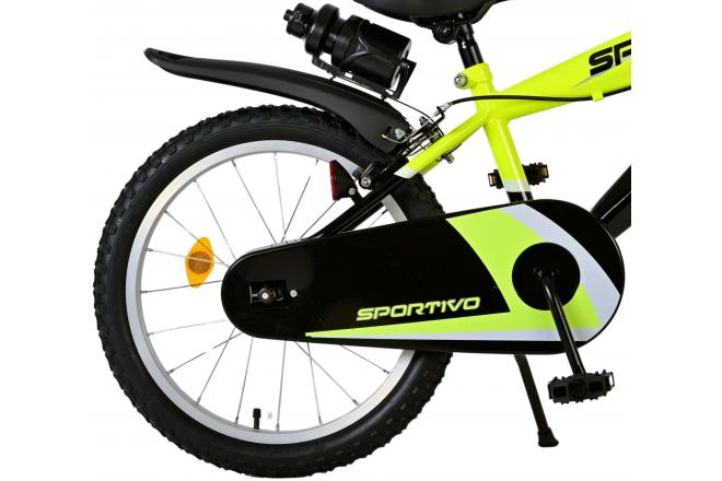 Vélo pour enfants Volare Sportivo - Garçons - 18 pouces - Néon Jaune Noir - Freins à deux mains
