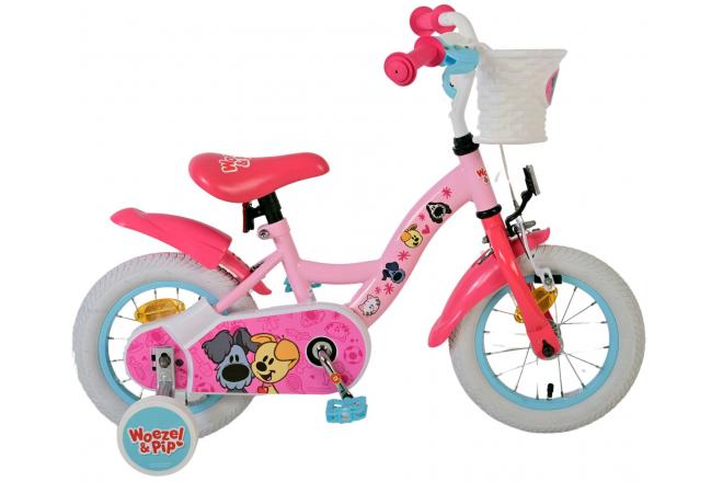 Vélo enfant Woezel & Pip - Filles - 12 pouces - Rose
