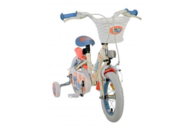 Vélo enfant Disney Stitch - Filles - 12 pouces - deux freins à main - Bleu corail crème