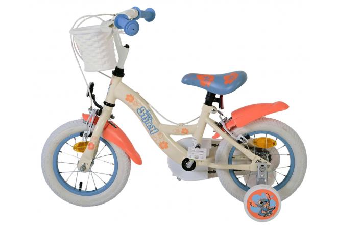 Vélo enfant Disney Stitch - Filles - 12 pouces - deux freins à main - Bleu corail crème
