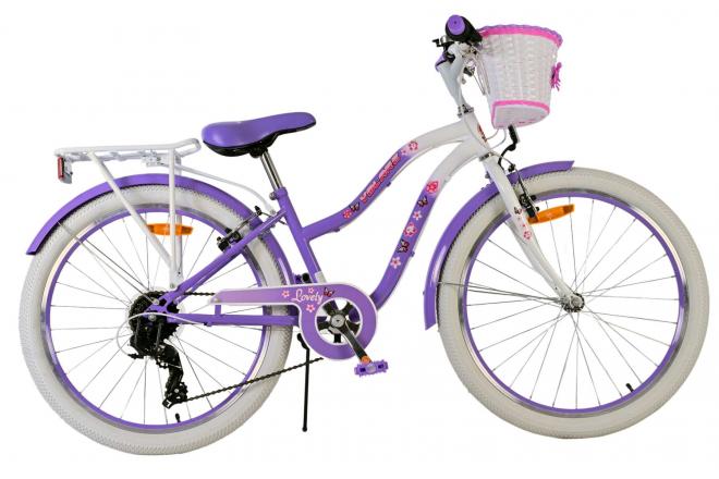 Vélo enfant Volare Lovely - Filles - 24 pouces - Violet - 7 vitesses