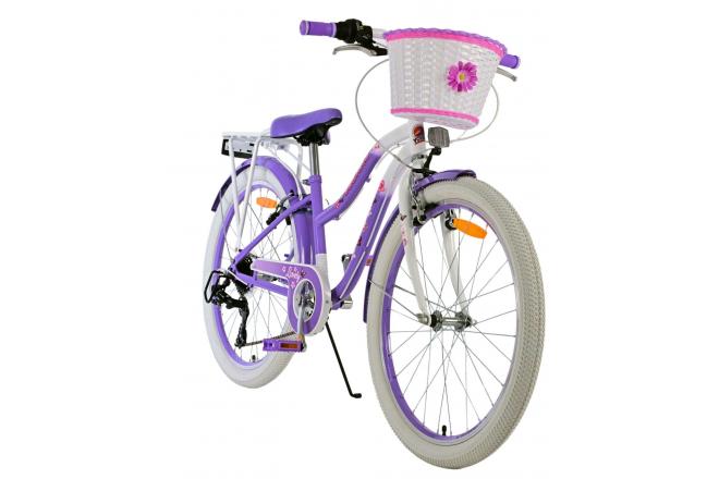 Vélo enfant Volare Lovely - Filles - 24 pouces - Violet - 7 vitesses