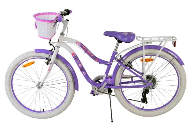 Vélo enfant Volare Lovely - Filles - 24 pouces - Violet - 7 vitesses
