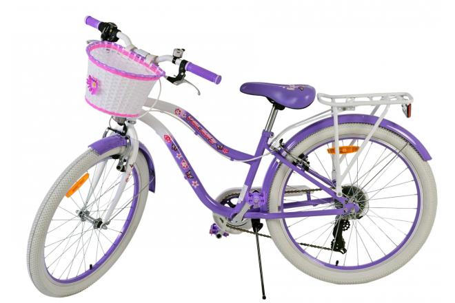 Vélo enfant Volare Lovely - Filles - 24 pouces - Violet - 7 vitesses