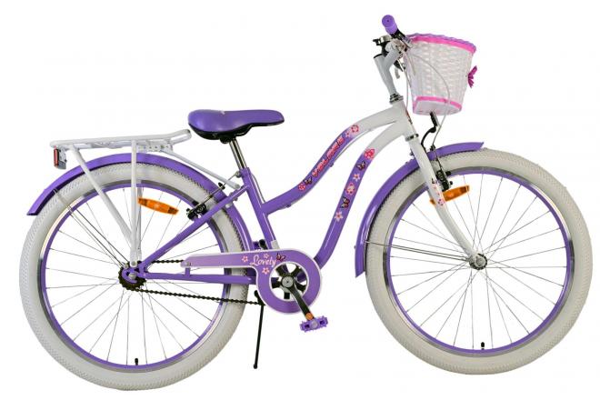 Volare Lovely Vélo enfant - Filles - 24 pouces - Violet - Freins à deux mains