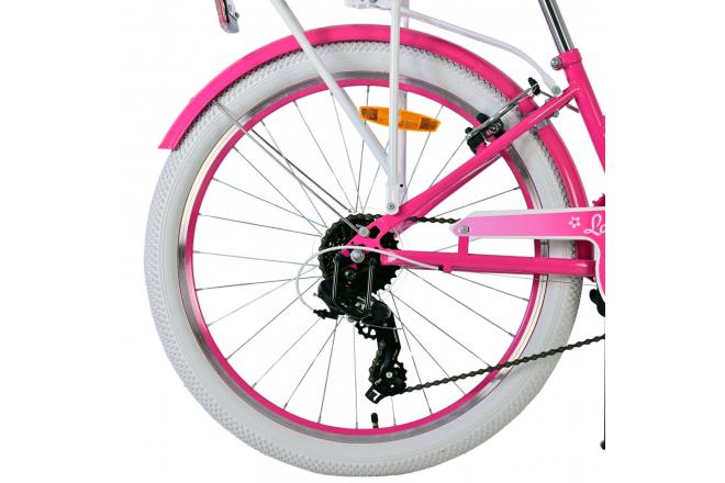 Vélo enfant Volare Lovely - Filles - 24 pouces - Rose - 7 vitesses