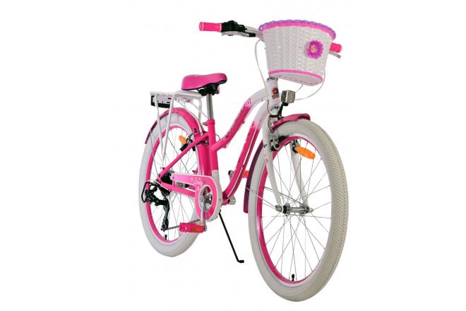 Vélo enfant Volare Lovely - Filles - 24 pouces - Rose - 7 vitesses