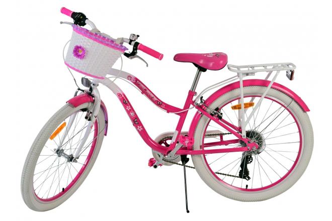 Vélo enfant Volare Lovely - Filles - 24 pouces - Rose - 7 vitesses