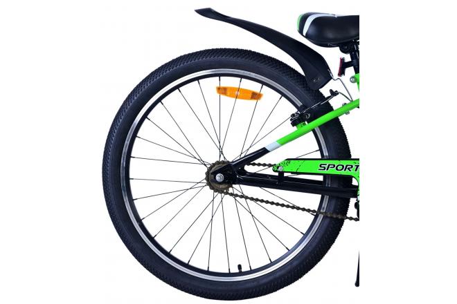 Volare Sportivo Vélo enfant - Garçons - 24 pouces - Noir Vert - Freins à deux mains