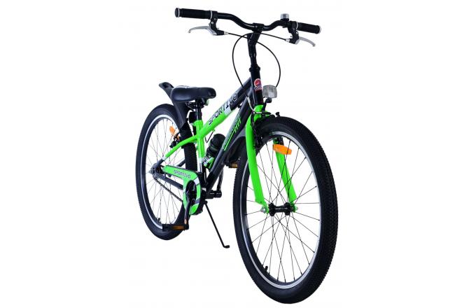 Volare Sportivo Vélo enfant - Garçons - 24 pouces - Noir Vert - Freins à deux mains