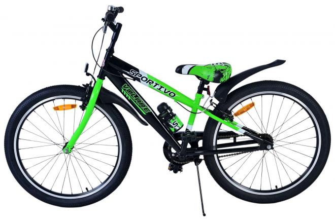 Volare Sportivo Vélo enfant - Garçons - 24 pouces - Noir Vert - Freins à deux mains