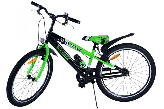 Volare Sportivo Vélo enfant - Garçons - 24 pouces - Noir Vert - Freins à deux mains