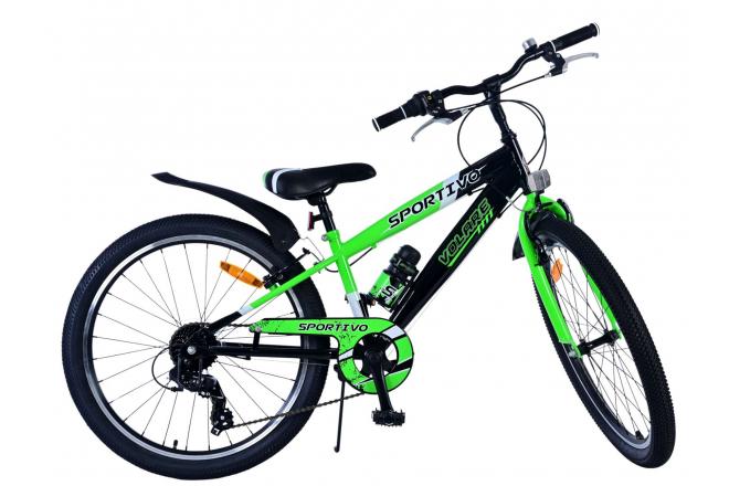 Volare Sportivo Vélo enfant - Garçons - 24 pouces - 7 vitesses - Noir Vert