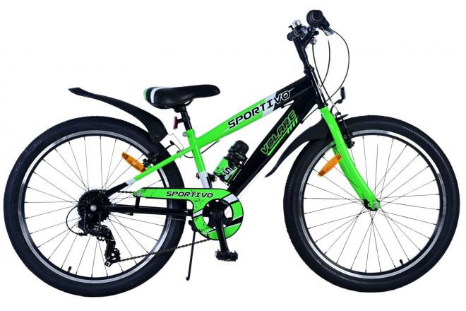 Volare Sportivo Vélo enfant - Garçons - 24 pouces - 7 vitesses - Noir Vert
