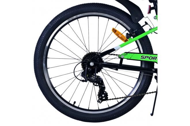 Volare Sportivo Vélo enfant - Garçons - 24 pouces - 7 vitesses - Noir Vert