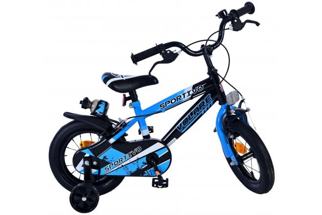 Volare Sportivo Vélo enfant - Garçons - 12 pouces - Bleu Noir - Freins à deux mains
