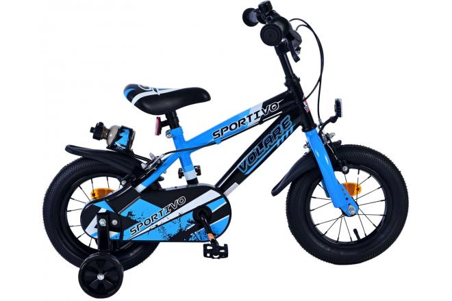 Volare Sportivo Vélo enfant - Garçons - 12 pouces - Bleu Noir - Freins à deux mains