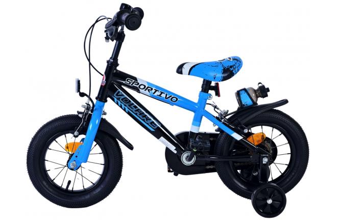 Volare Sportivo Vélo enfant - Garçons - 12 pouces - Bleu Noir - Freins à deux mains