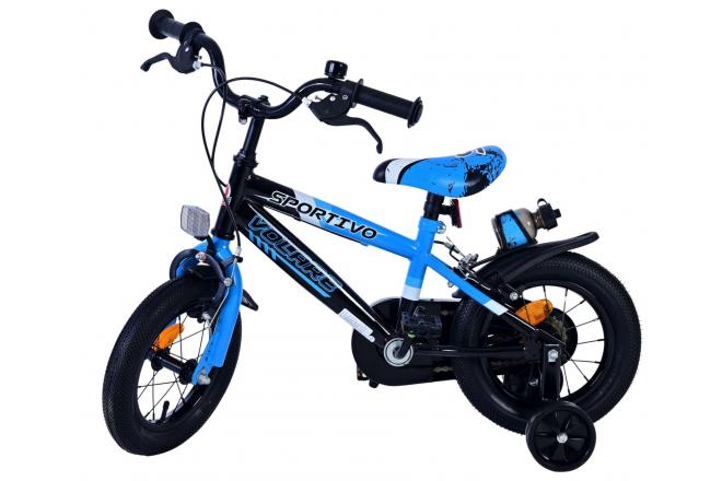 Volare Sportivo Vélo enfant - Garçons - 12 pouces - Bleu Noir - Freins à deux mains
