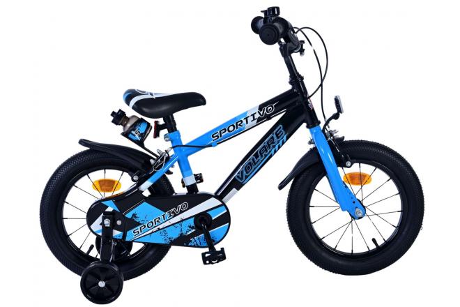 Volare Sportivo Vélo enfant - Garçons - 14 pouces - Bleu Noir - Freins à deux mains