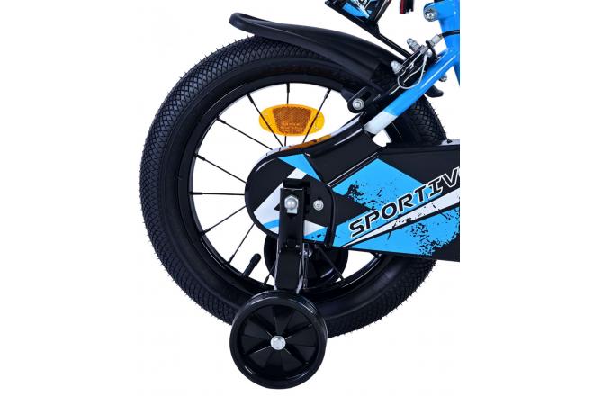Volare Sportivo Vélo enfant - Garçons - 14 pouces - Bleu Noir - Freins à deux mains