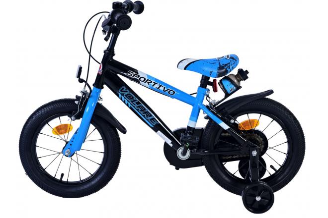 Volare Sportivo Vélo enfant - Garçons - 14 pouces - Bleu Noir - Freins à deux mains