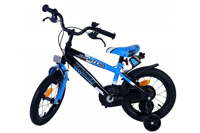 Volare Sportivo Vélo enfant - Garçons - 14 pouces - Bleu Noir - Freins à deux mains
