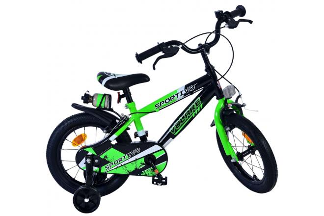 Volare Sportivo Vélo enfant - Garçons - 14 pouces - Vert Noir - Freins à deux mains