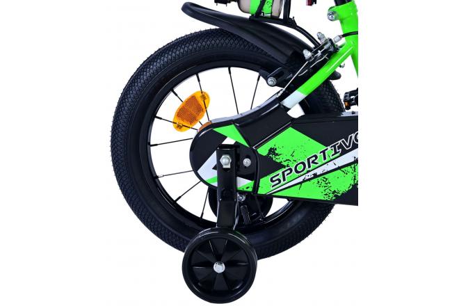 Volare Sportivo Vélo enfant - Garçons - 14 pouces - Vert Noir - Freins à deux mains