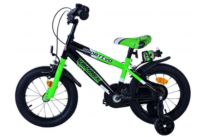 Volare Sportivo Vélo enfant - Garçons - 14 pouces - Vert Noir - Freins à deux mains