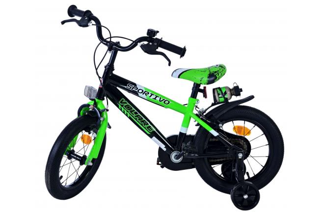 Volare Sportivo Vélo enfant - Garçons - 14 pouces - Vert Noir - Freins à deux mains