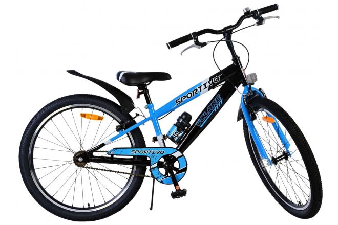 Volare Sportivo Vélo enfant - Garçons - 24 pouces - Noir Bleu - Freins à deux mains