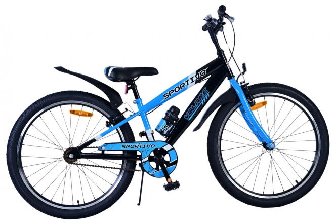 Volare Sportivo Vélo enfant - Garçons - 24 pouces - Noir Bleu - Freins à deux mains