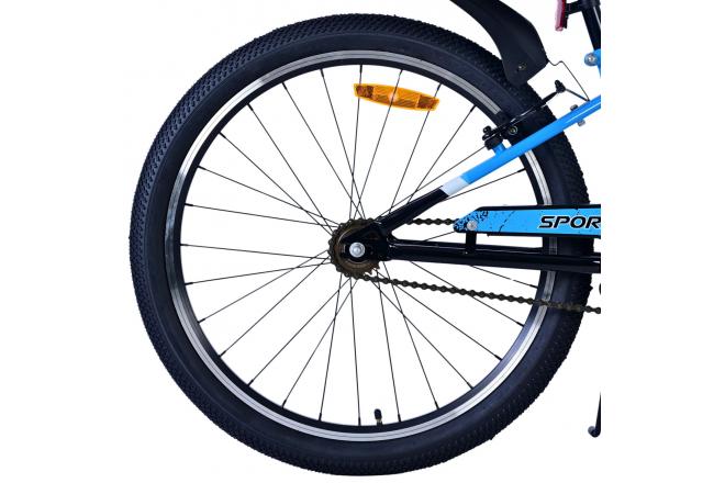 Volare Sportivo Vélo enfant - Garçons - 24 pouces - Noir Bleu - Freins à deux mains